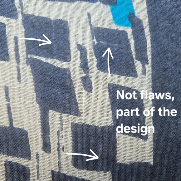 Kinross Silk Cashmere Scarf Blue Squares - Picture 4 of 11